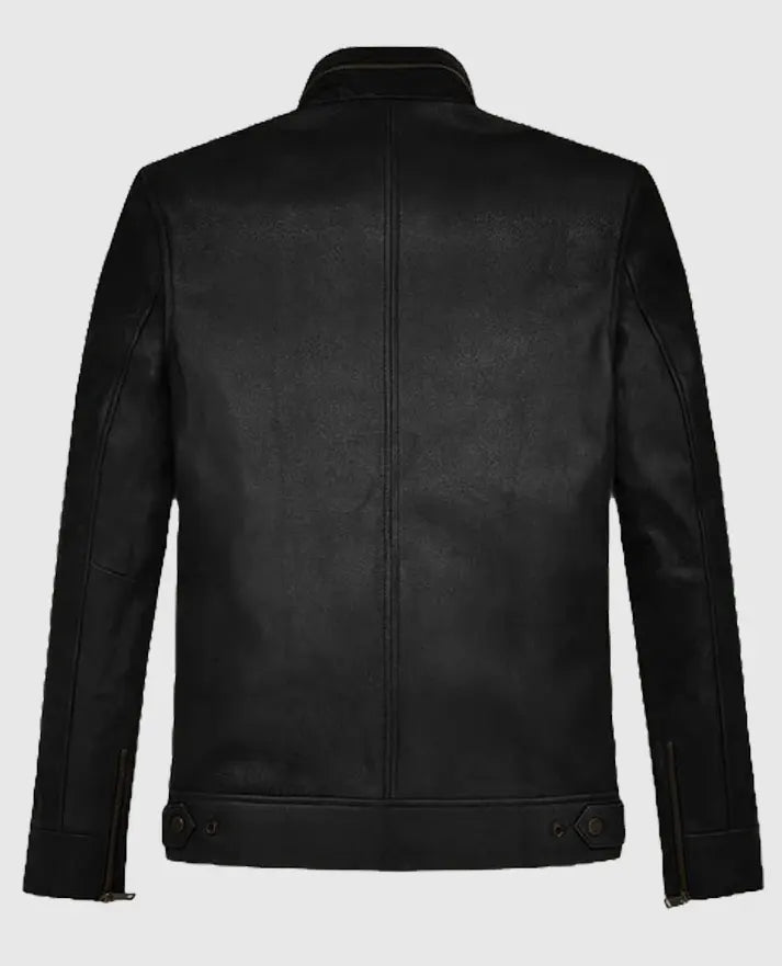 Men's Black Tactical Field Leather Jacket