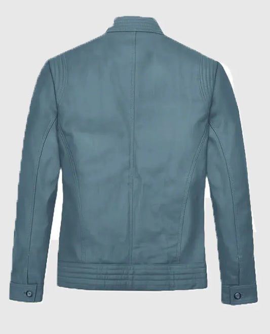 Davin Men's Blue Leather jacket