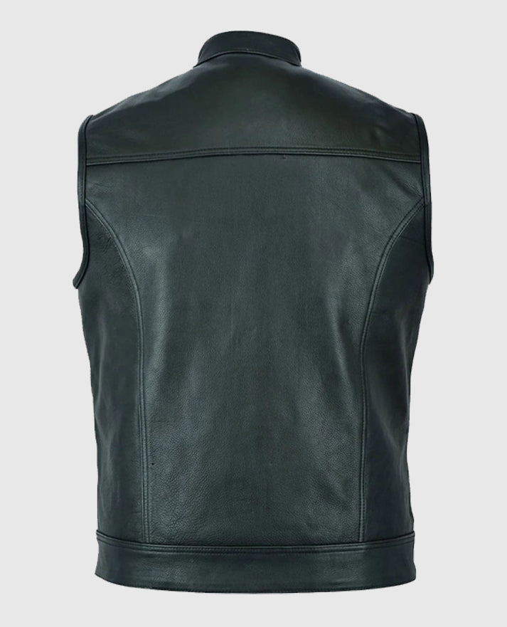 Black Biker Leather Vest Inspired Sons Of Anarchy