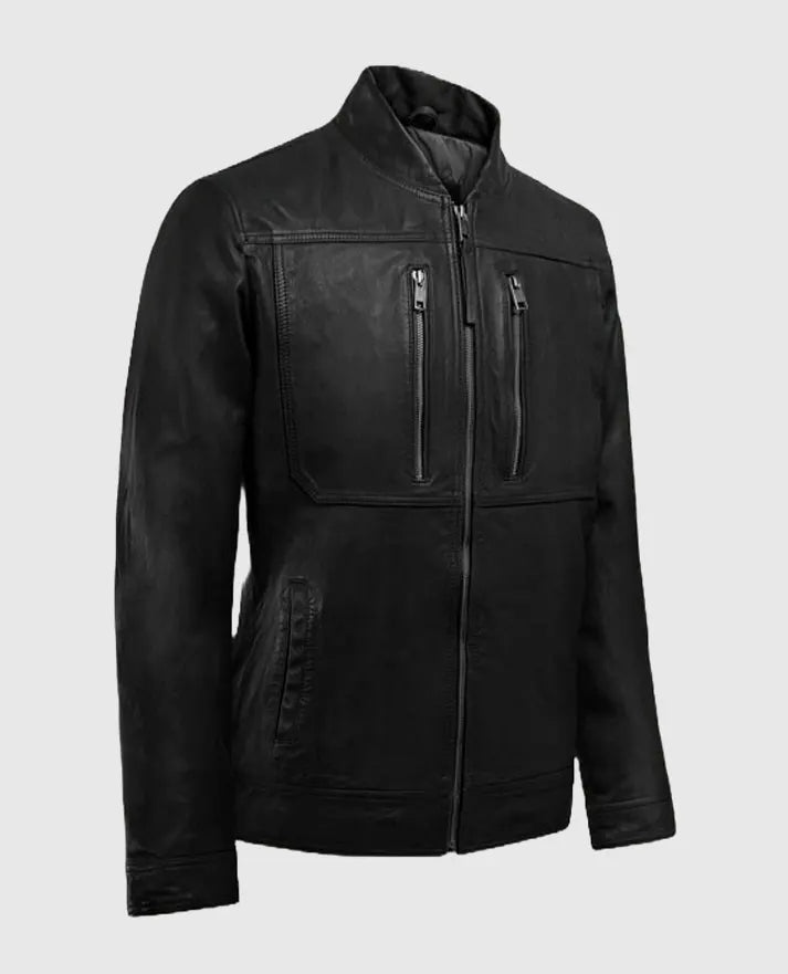 Men's Biker Black Thunder Storm Leather Jacket