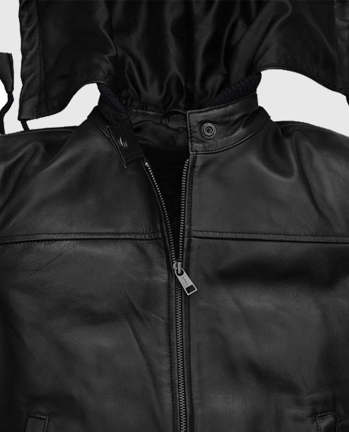 Women's Detachable Hood Symphony Leather Jacket