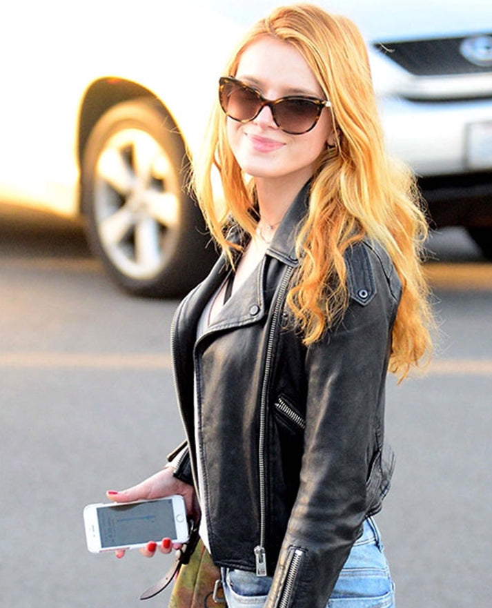 Bella Thorne Black Leather Jacket