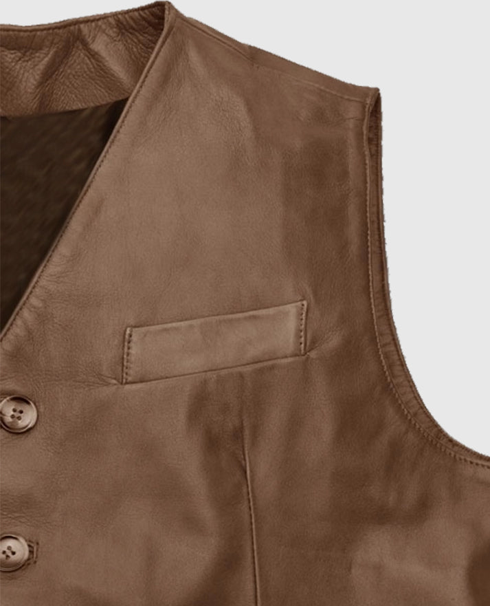 Men's Iron Stride Vintage-Inspired Brown Leather Vest