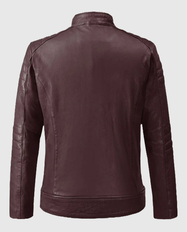Men's Moto Burgundy Firefly Leather Jacket
