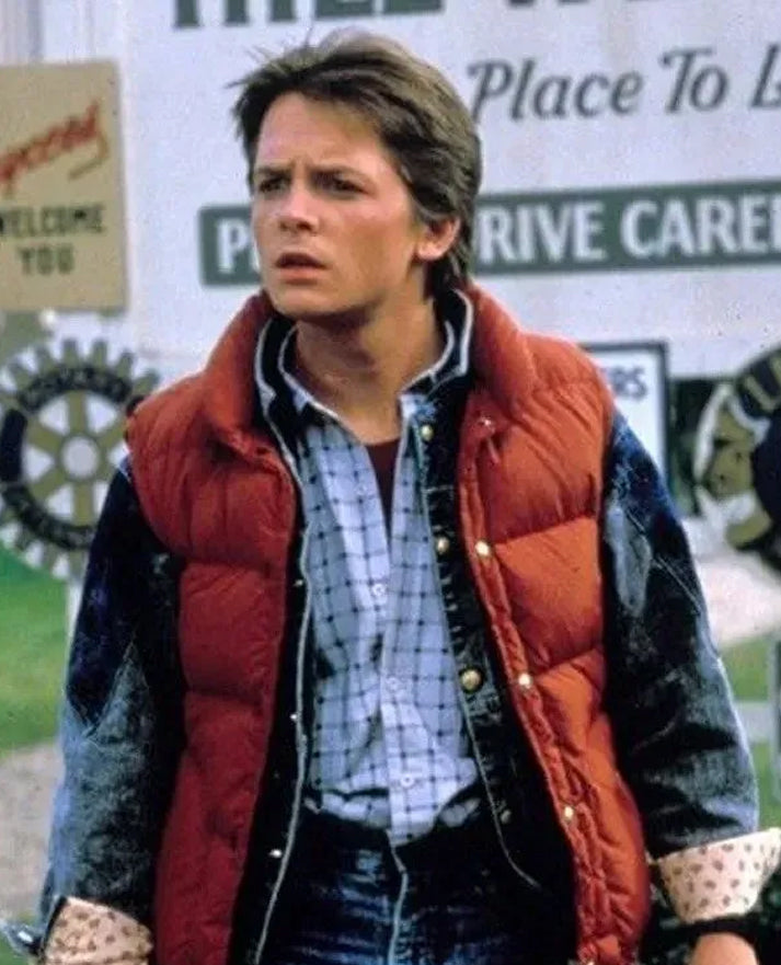 Back to the Future Marty McFly Red Puffer Vest