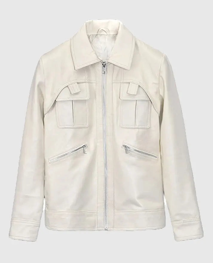 Men's Shirt Collared Motorcycle Leather Jacket