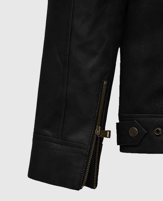 Men's Black Tactical Field Leather Jacket