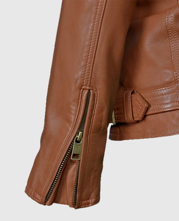 Women's Brown Biker Leather Jacket
