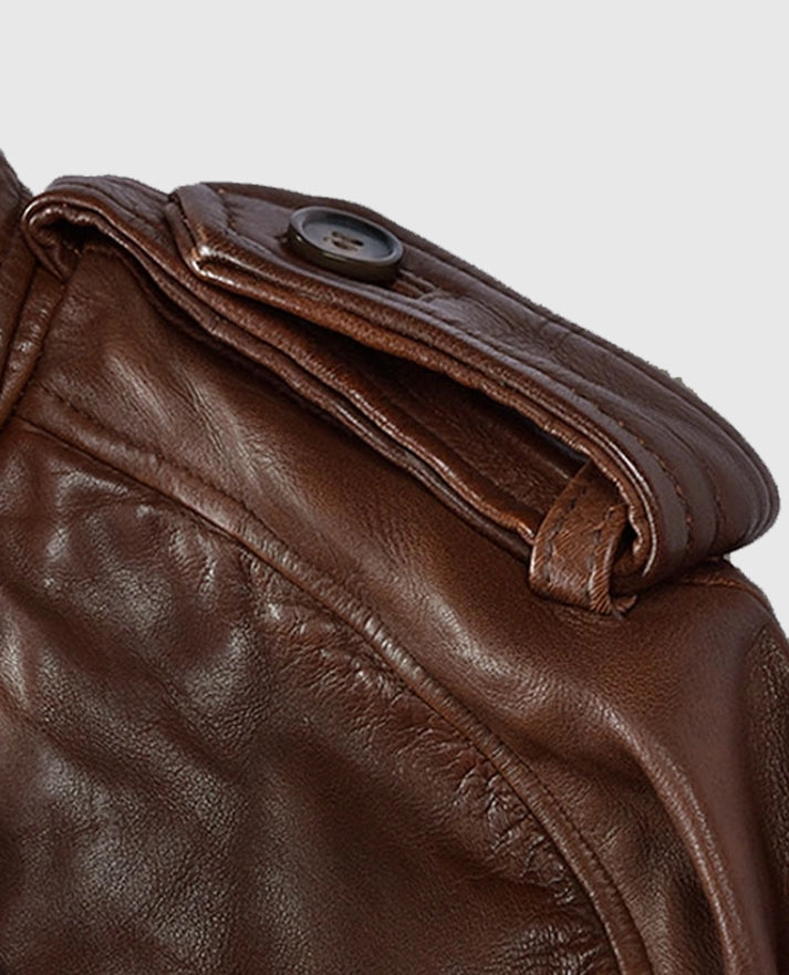 Women's Long Spanish Brown Leather Coat