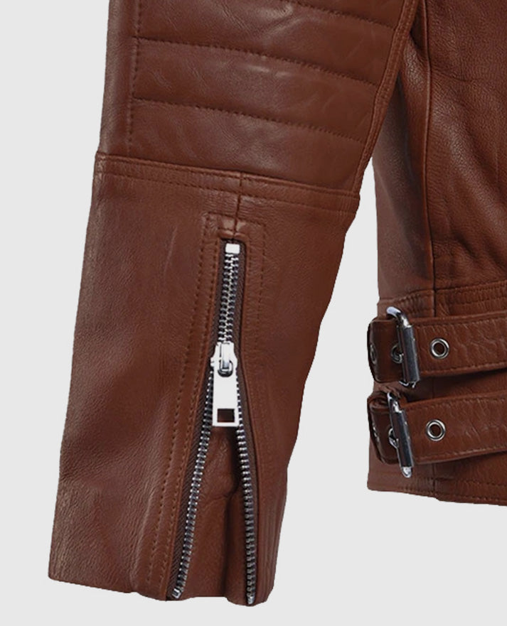 Men's Moto Shotgun Tan Leather Jacket