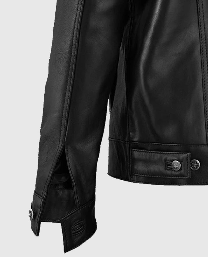Men's Sherpa Leather Jacket in Black