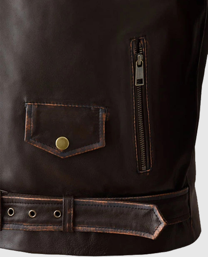 Men's Biker Dark Brown Enforcer Leather Jacket