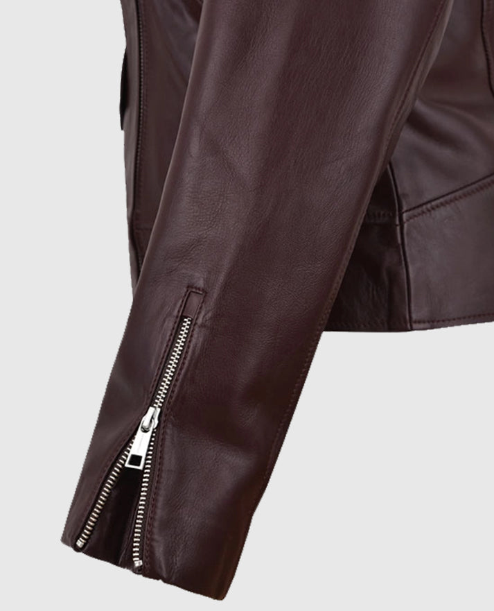 Meghan Markle Burgundy Leather Jacket