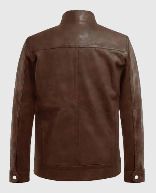 Biker Spanish Brown Thunder Storm Leather Jacket for Men