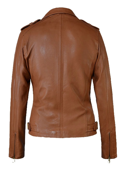 Brown Biker Leather Jacket for Women