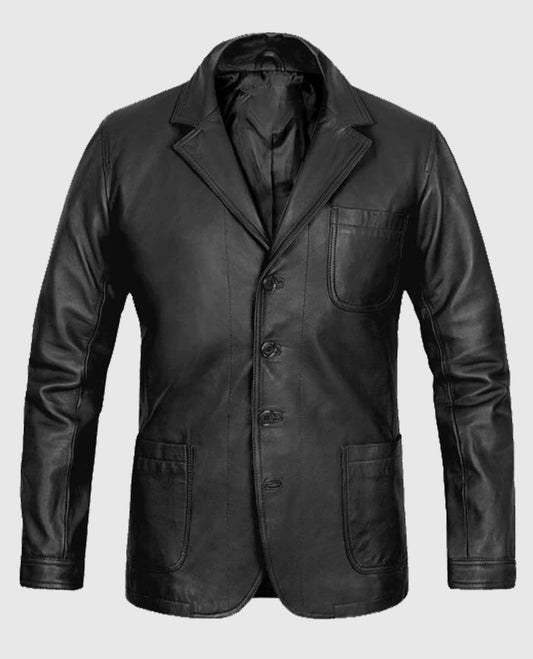 Daniel Craig Black Leather Blazer