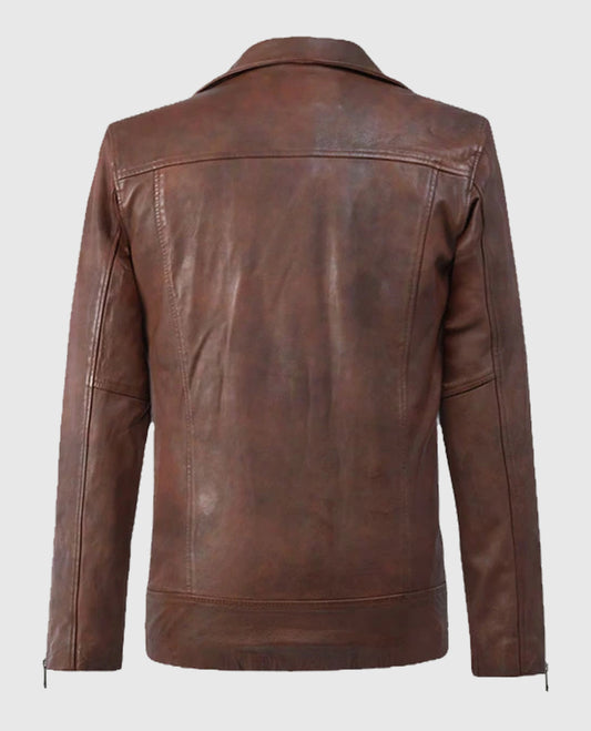 Dauntless Spanish Brown Biker Leather Jacket for Men