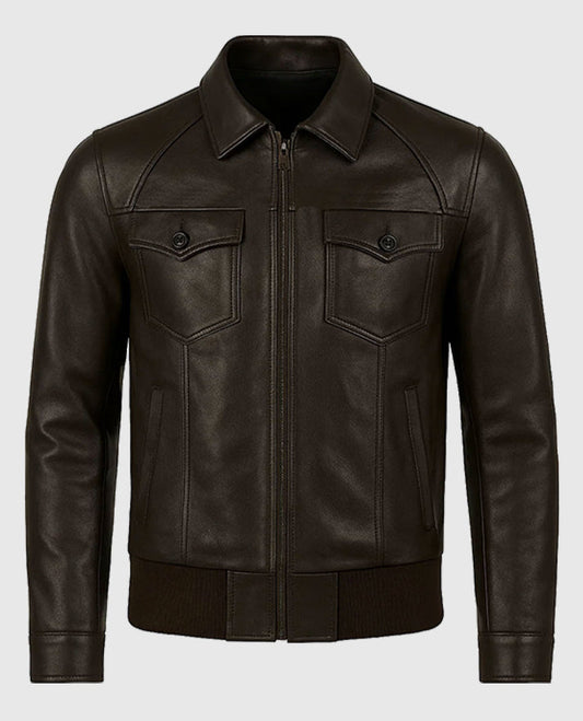 David Beckham Leather Jacket in brown