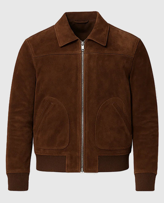 David Beckham Suede Leather Jacket in Brown