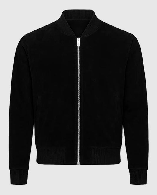 David Beckham Suede Leather Jacket in black color