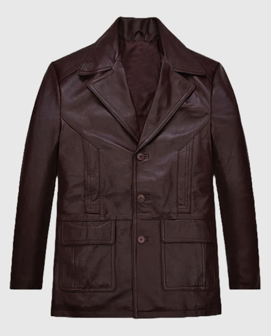 Johnny Depp Donnie Brasco Leather Blazer in Brown Color