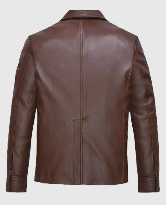 Mens Shirt Style Brown Trucker Leather Jacket