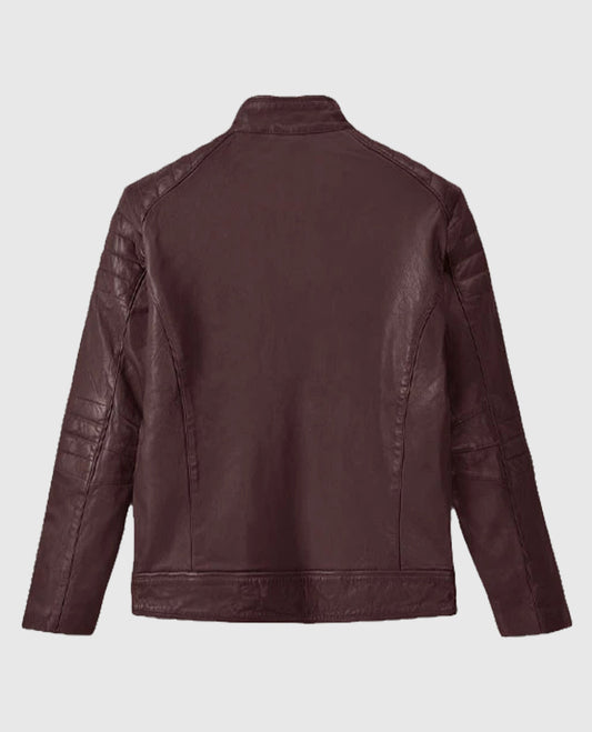Moto Burgundy Firefly Leather Jacket for Men