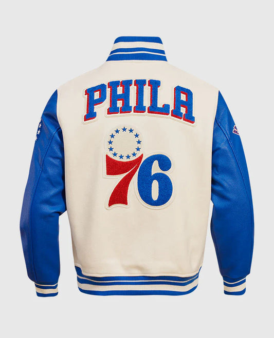 NBA Philadelphia 76ers Men's Rib Wool Blue Varsity Jacket