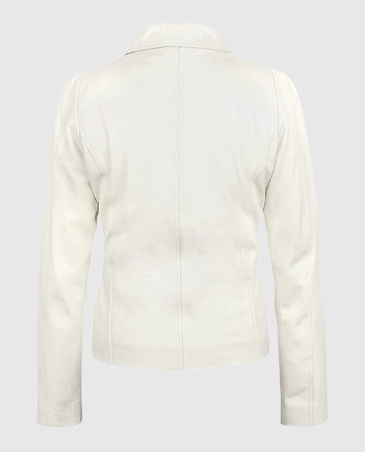 Off-White Shirt-Style Leather Jacket for Women