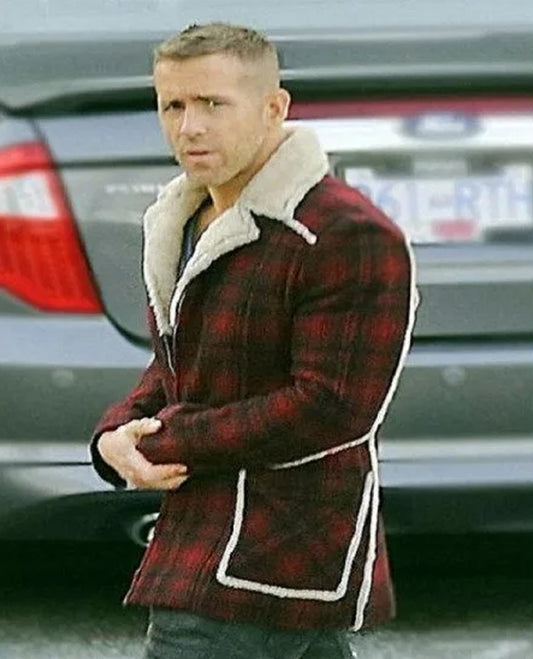 Ryan Reynolds Wade Wilson Red Shearling Jacket