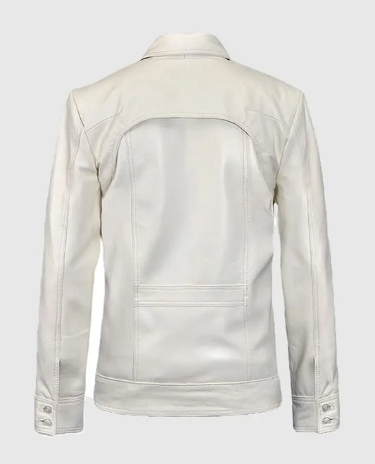 Shirt Collared Motorcycle Leather Jacket for Men