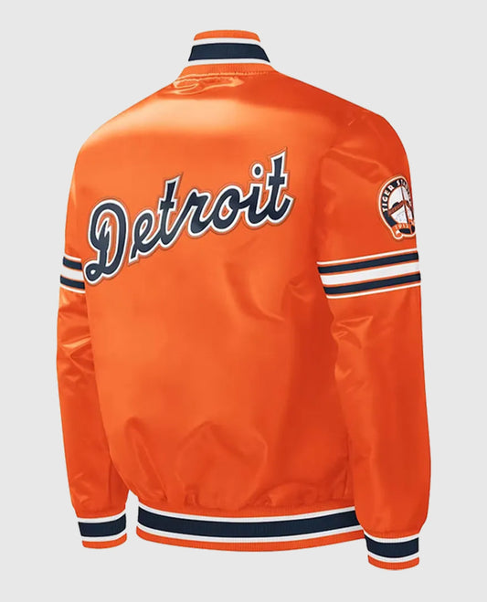 Slider Detroit Tigers Orange Letterman Satin Jacket