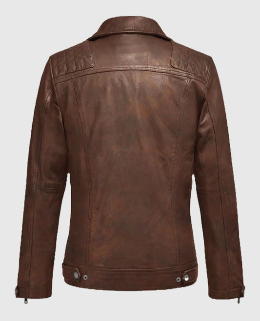 Spanish Brown Ironwood Biker Jacket for Men