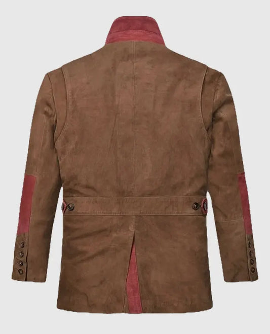 Suede Safari Hickory Brown Leather Blazer For Men