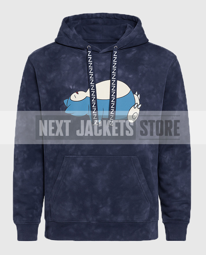 Snorlax Blue Mineral-Wash Pullover Hoodie