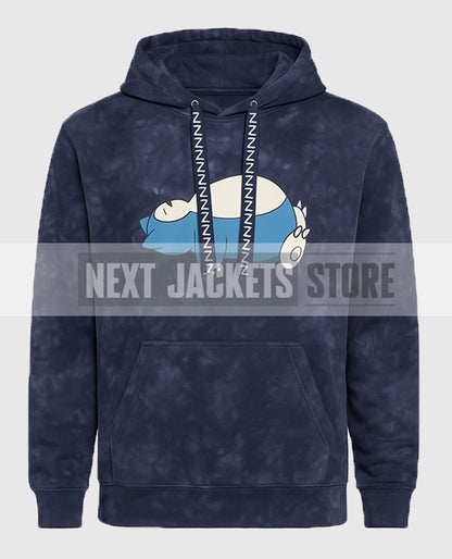 Snorlax Blue Mineral-Wash Pullover Hoodie