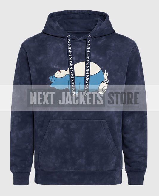 Snorlax Blue Mineral-Wash Pullover Hoodie