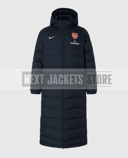 Arsene Wenger Long Black Puffer Coat
