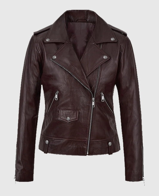 Meghan Markle Maroon Biker Leather Jacket