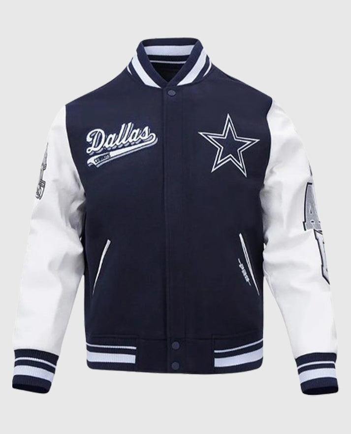 Dallas Cowboys Script Tail Classic Rib Varsity Jacket
