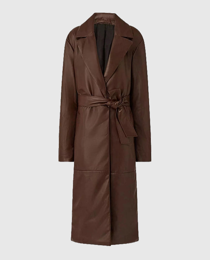 90s Vintage Leather Long Coat for Women - Shop Now