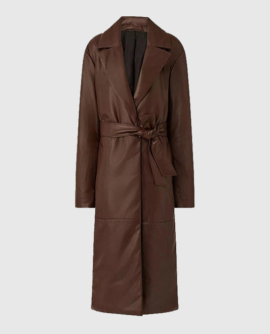 90s Vintage Leather Long Coat for Women - Shop Now