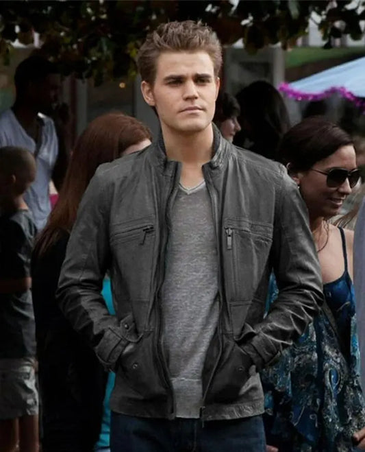 Vampire Diaries Paul Wesley Black Leather Jacket