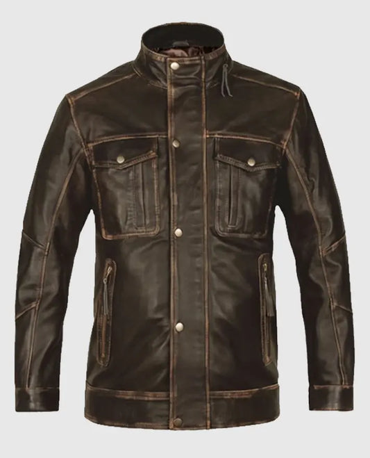 Retro Dark Brown Leather Jacket