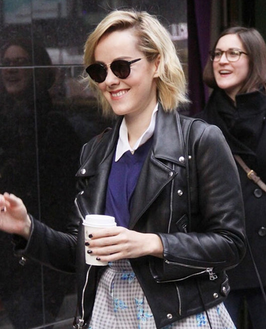 Jena Malone Biker Black Leather Jacket
