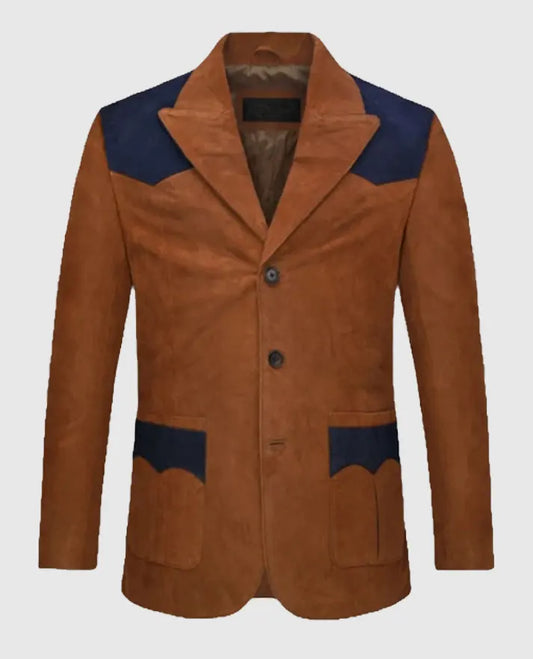 Shop Classic Suede Western Leather Blazer for Men