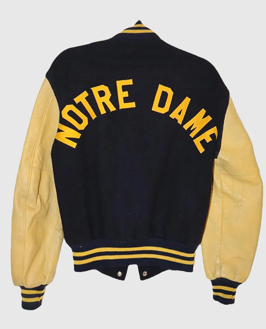 Black Tan Fighting Irish Notre Dame Varsity Jacket