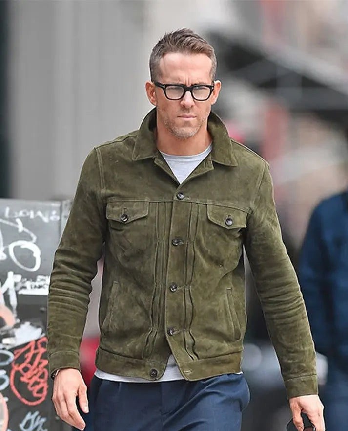 Ryan Reynolds Green Leather Jacket