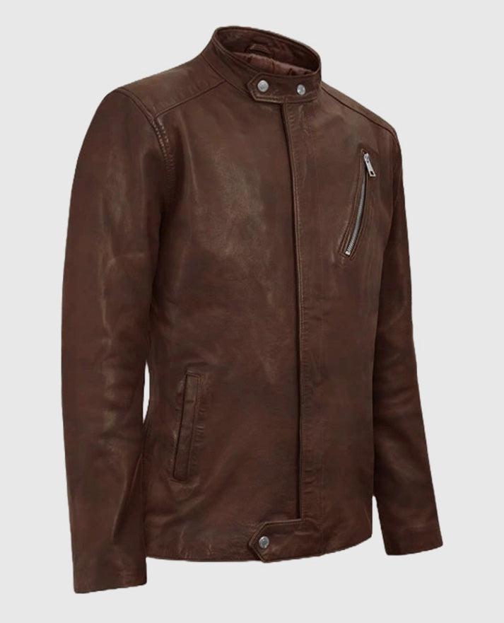 Men's Spanish Brown Biker Motorad Leather Jacket