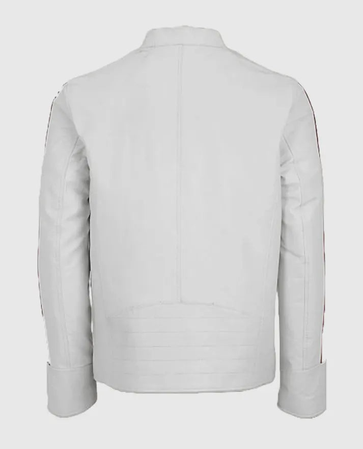 Men's White Biker Leather Jacket
